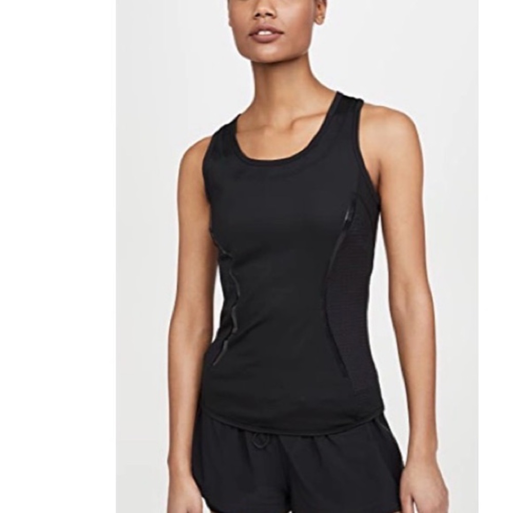 ADIDAS x STELLA MCCARTNEY Black Mesh-Detail Performance Tank Top